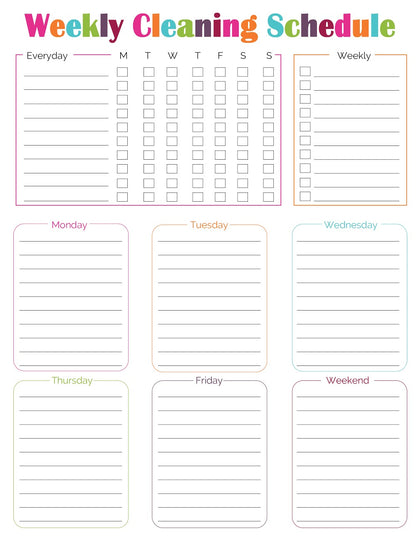 Weekly Cleaning Schedule (2 Designs)