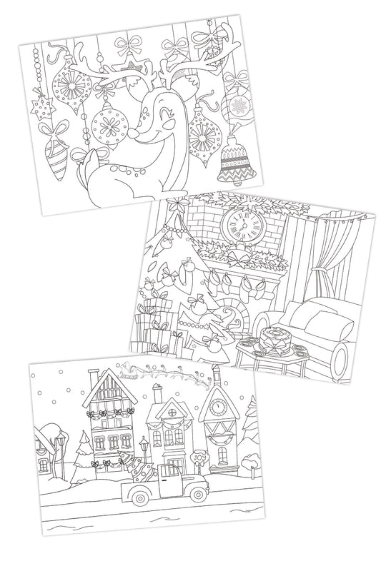 Christmas Coloring Pages for Adults (3 Pages)
