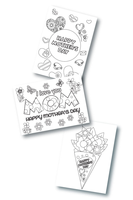 Mother's Day Cards to Color (3 Options)