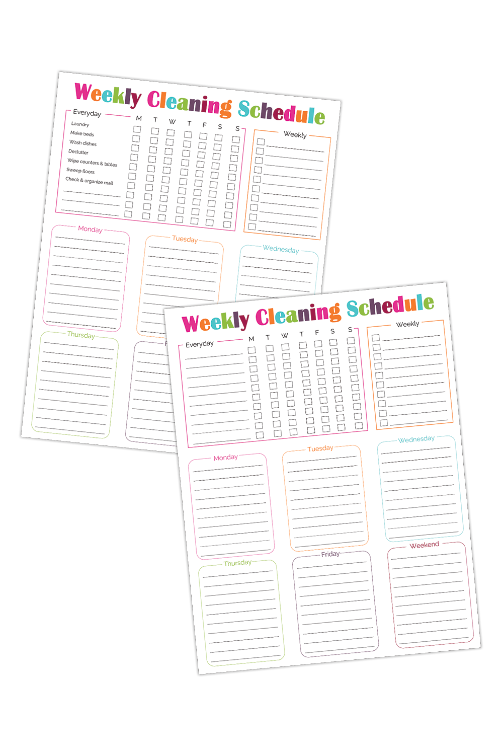 Weekly Cleaning Schedule (2 Designs)