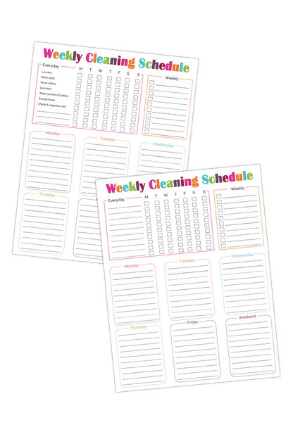 Weekly Cleaning Schedule (2 Designs)