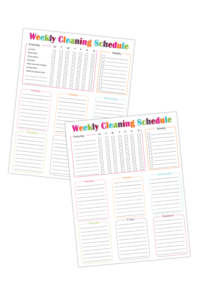 Weekly Cleaning Schedule (2 Versions)