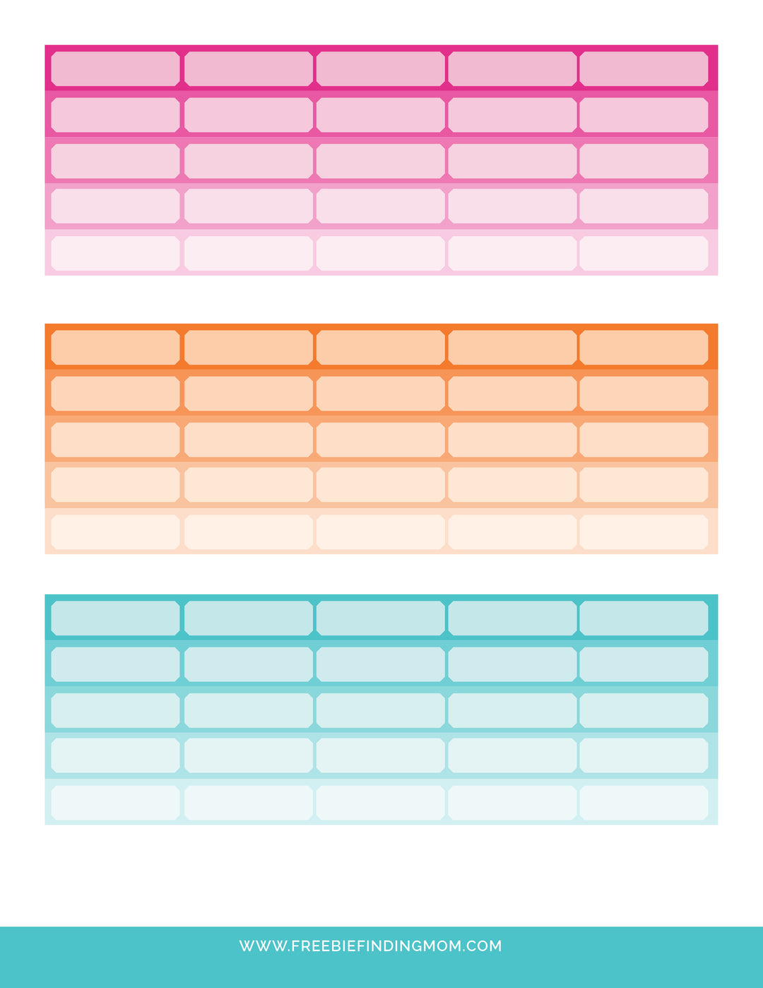 Rectangle Boxes Printable Planner Stickers