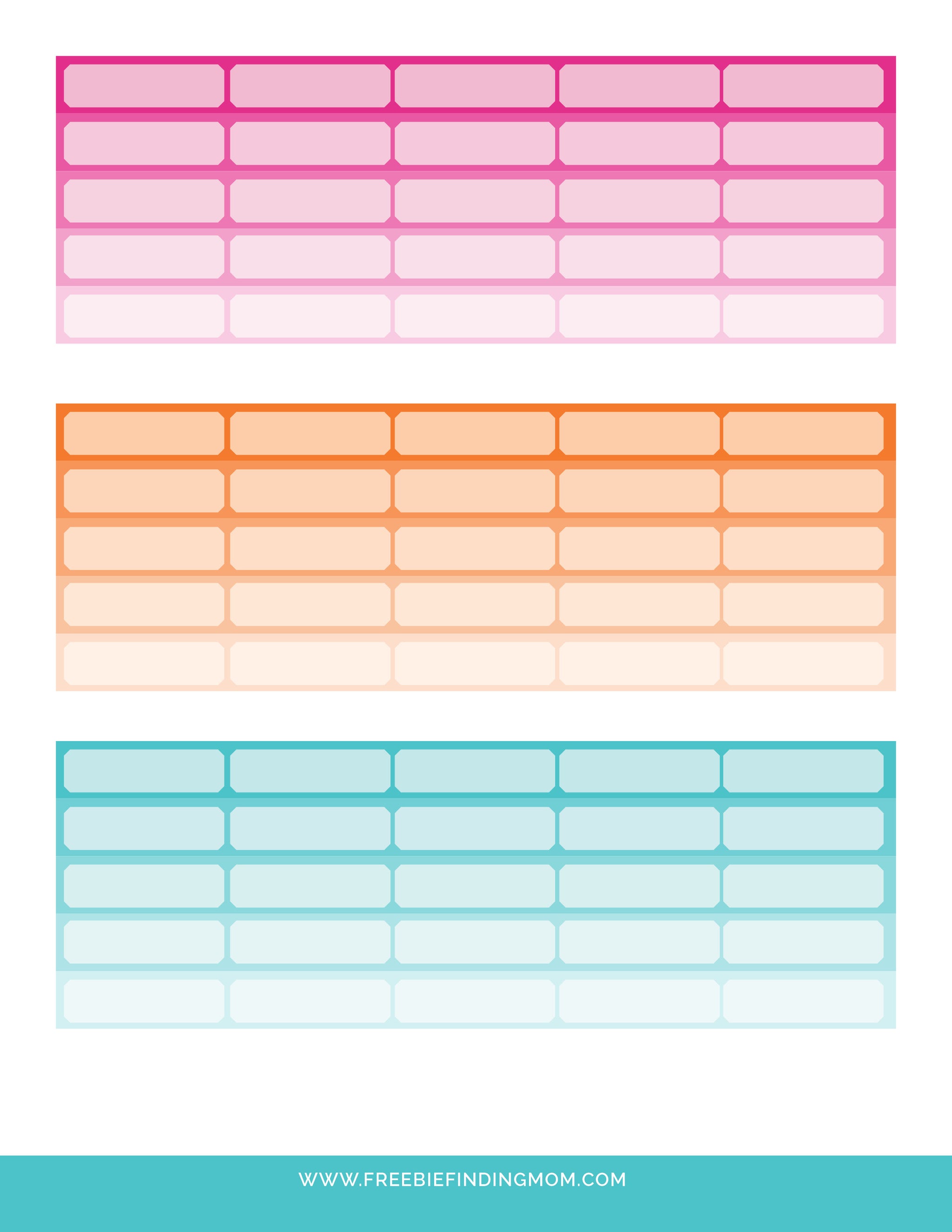 Rectangle Boxes Printable Planner Stickers