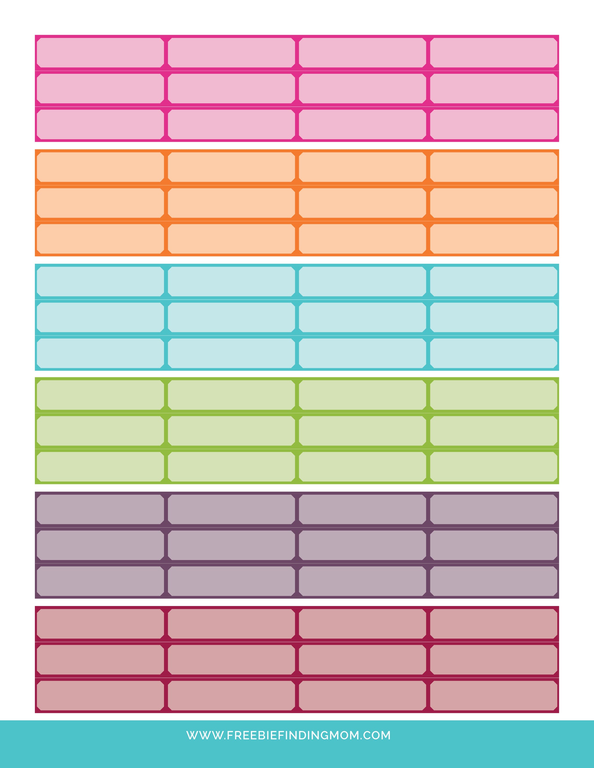 Rectangle Boxes Printable Planner Stickers