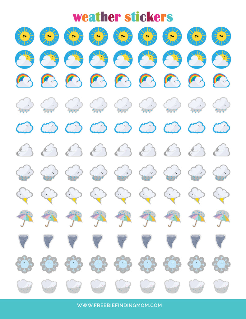 Weather Stickers for Planner Printable