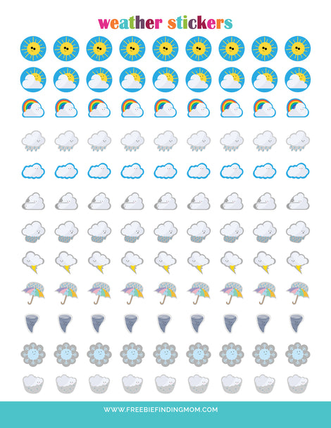 Weather Stickers for Planner Printable