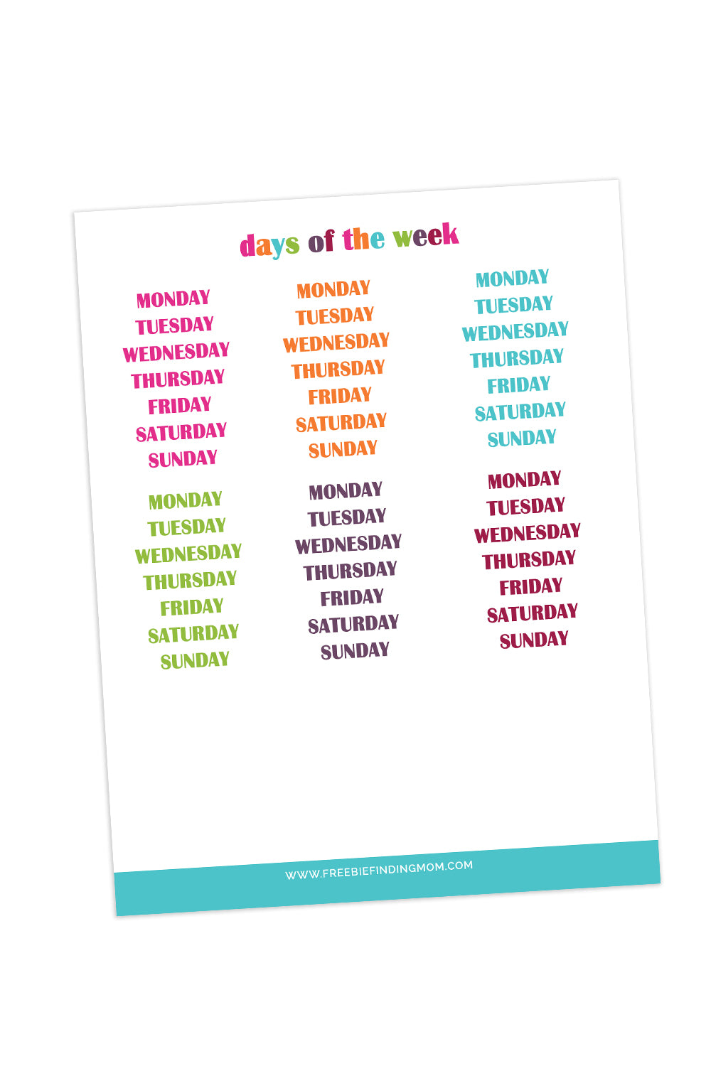 Days of the Week Planner Stickers
