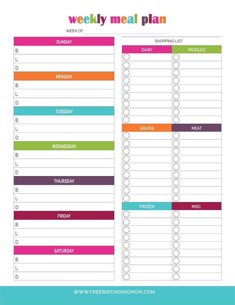 Printable Meal Planner (2 Pages) - Freebie Finding Mom