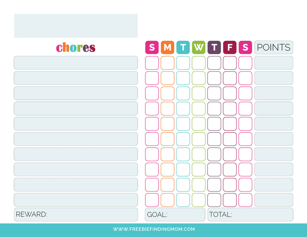 Printable Chore Chart for Kids - Freebie Finding Mom