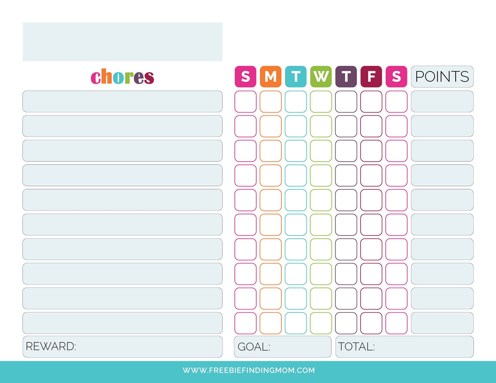 Printable Chore Chart for Kids - Freebie Finding Mom