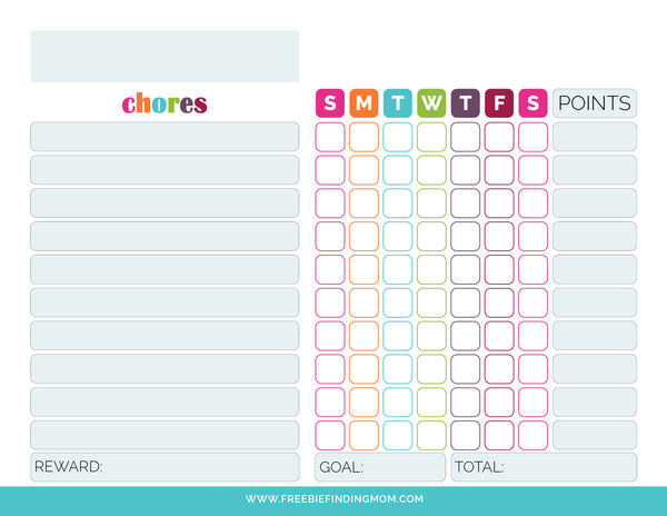 Printable Chore List For Points